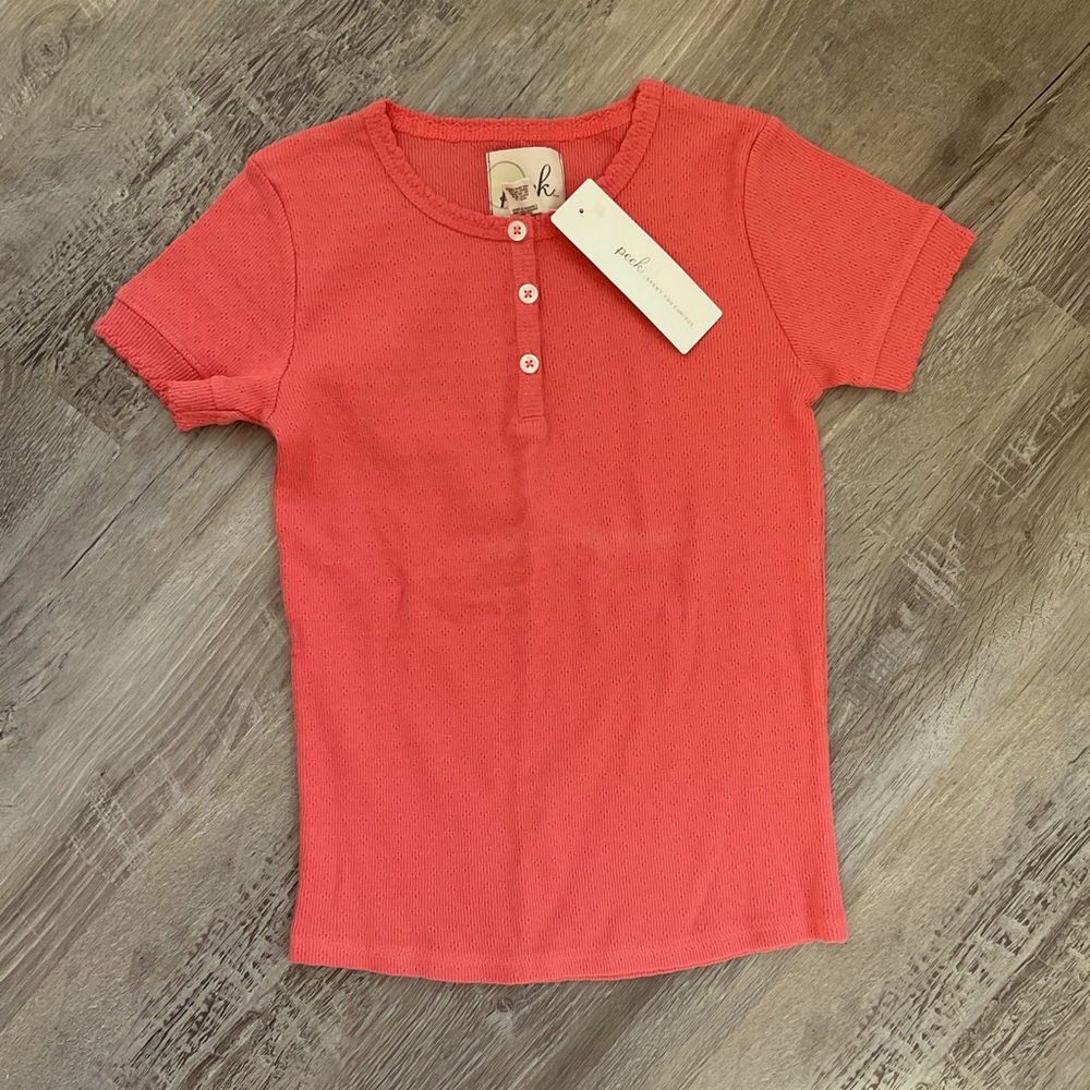 PEEK 6/7 Coral pointelle top